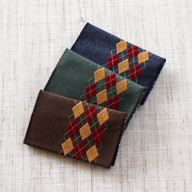 名刺・カード入れ(片面刺繍)　【アーガイル】