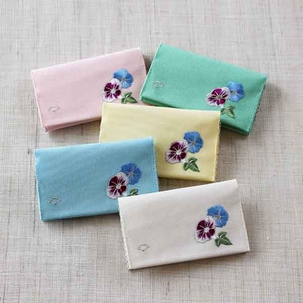 名刺・カード入れ(両面刺繍)　【あさがお】