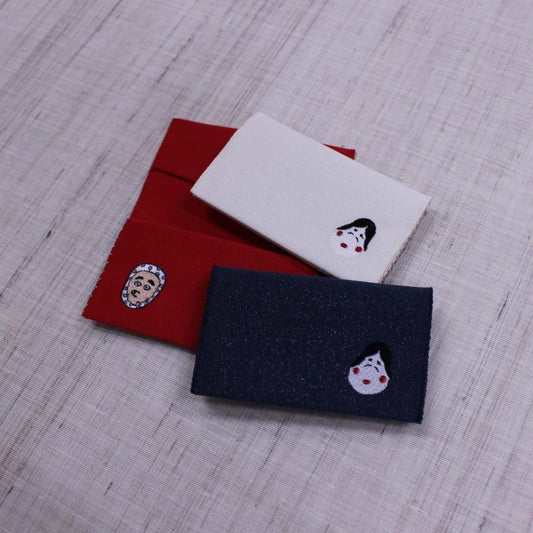 名刺・カード入れ(両面刺繍)　【おかめ】