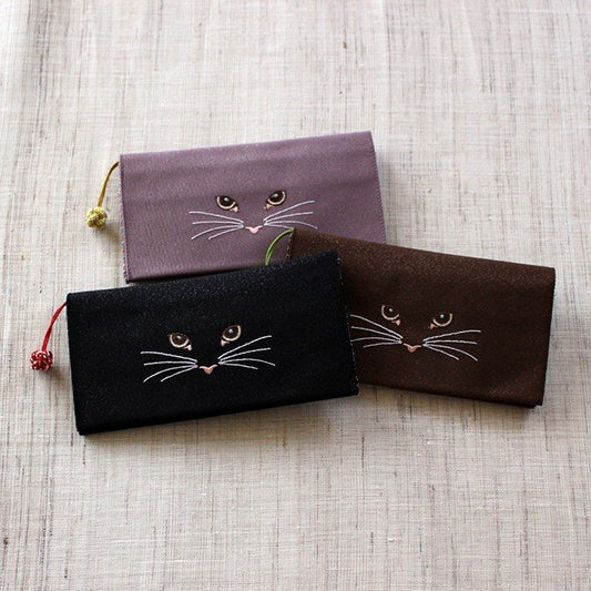 小銭入れ付財布(片面刺繍)【ねこ】