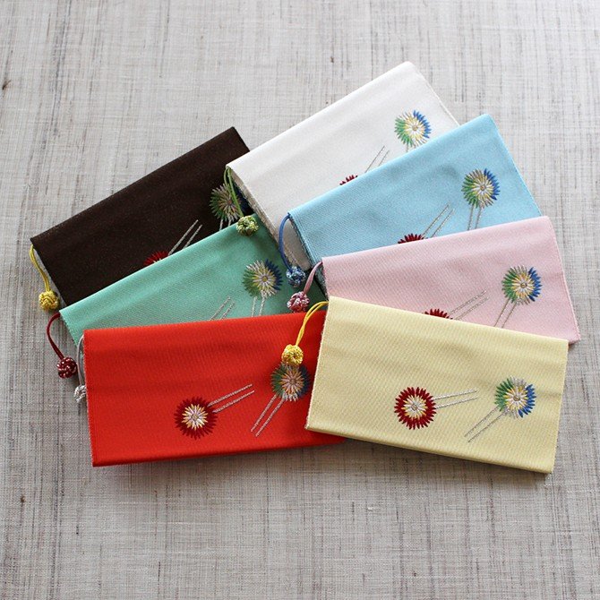 小銭入れ付財布(両面刺繍)【花かんざし】