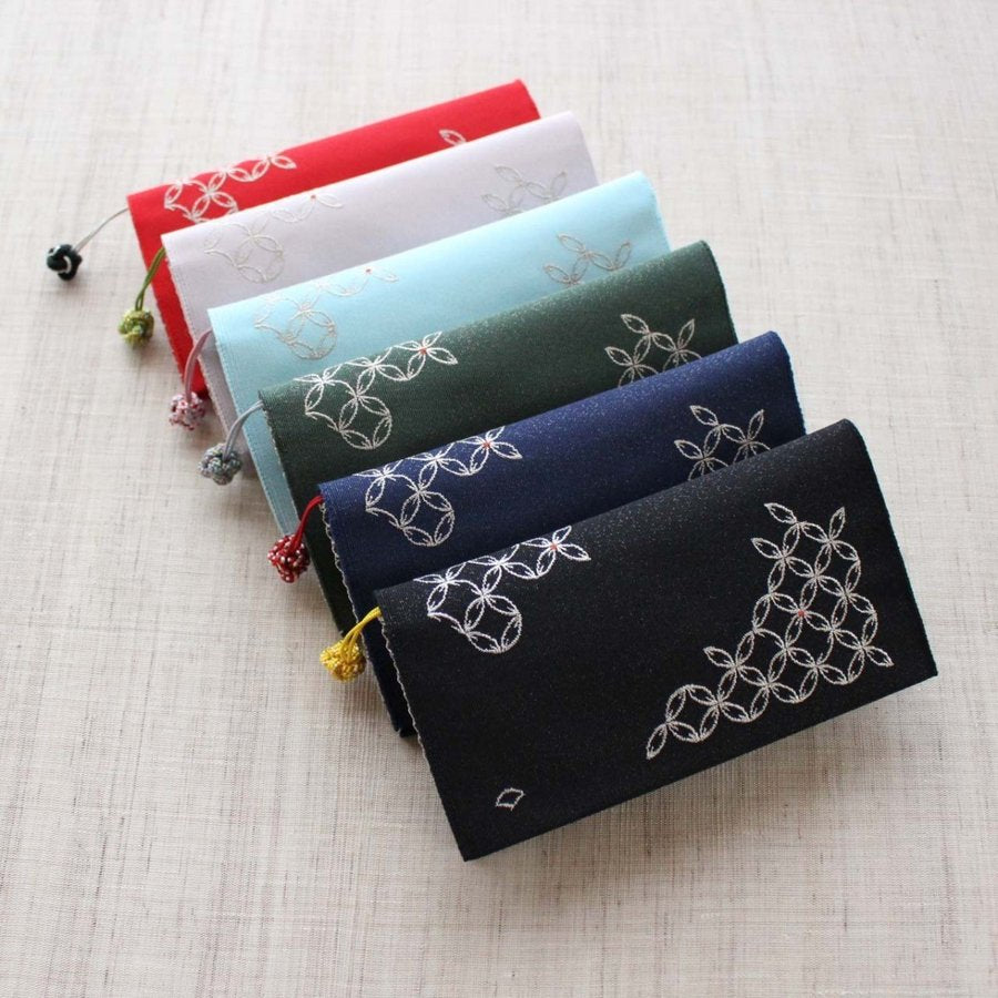 小銭入れ付財布(両面刺繍)【七宝】