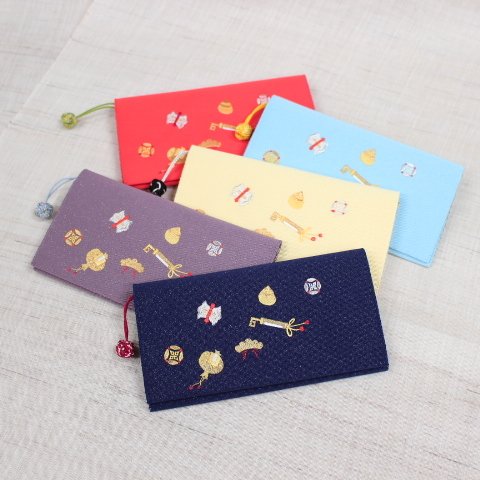 小銭入れ付財布(両面刺繍)【宝づくし】